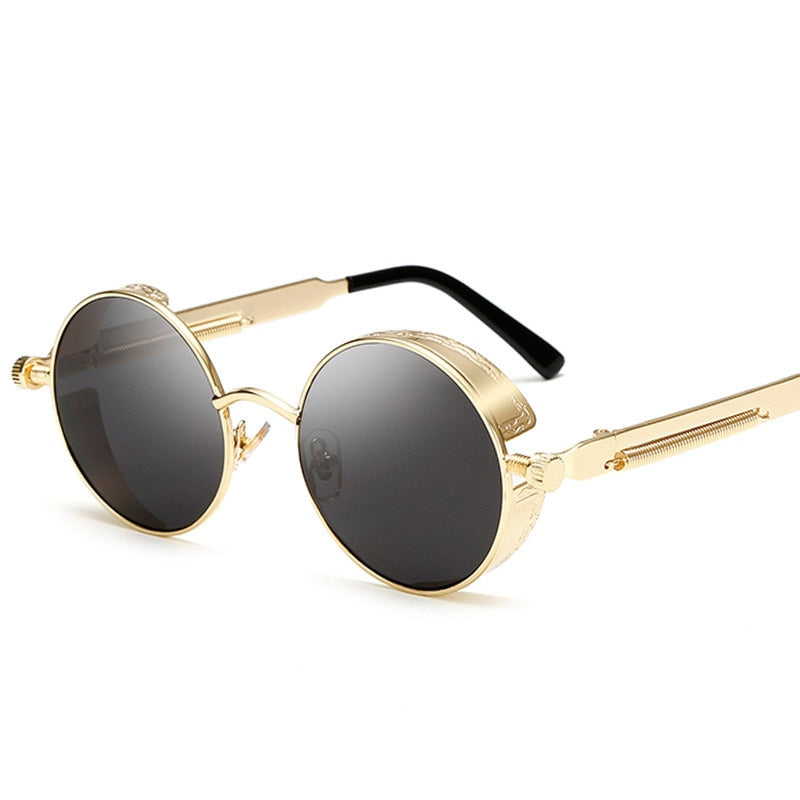 Retro Round Metal Steampunk Sunglasses