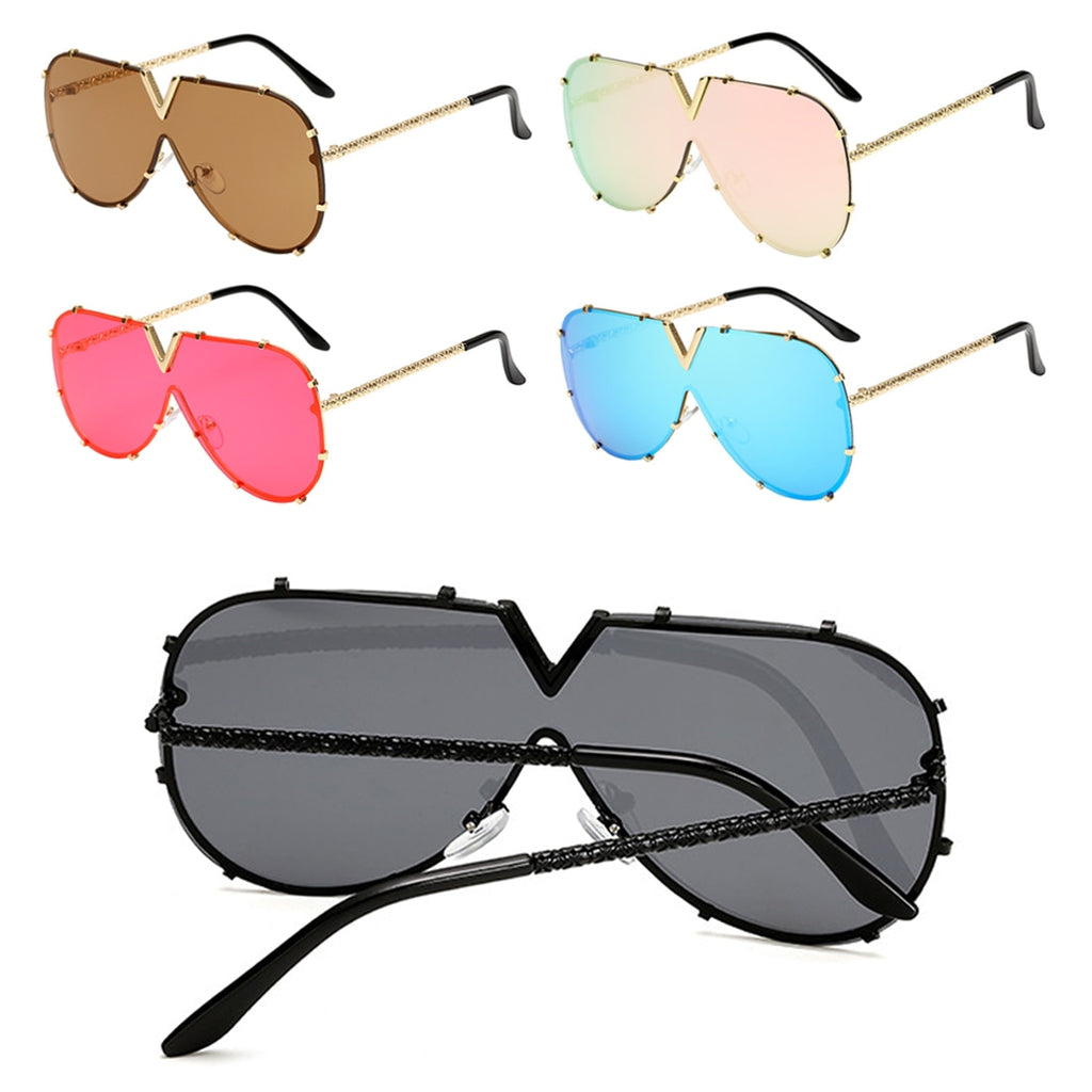 Brand Designer V Oversize Sunglasses Men